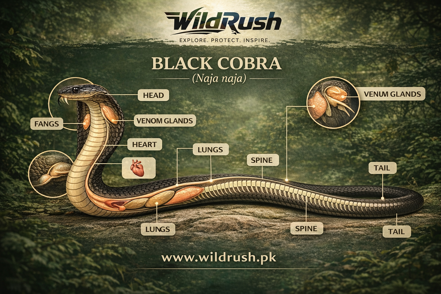 Cobra displaying defensive behavior with raised hood and tongue flicking in natural habitat, showing warning signs before striking